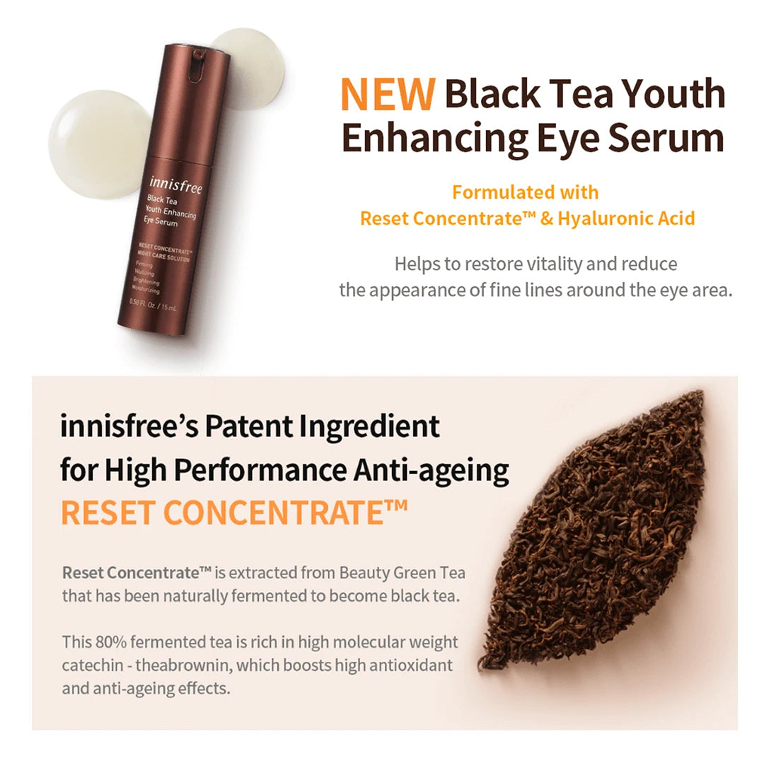 innisfree - Black Tea Youth Enhancing Eye Serum 15mL